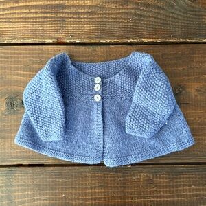 Blue Knit Baby Cardigan: Handmade by my Mom 💕